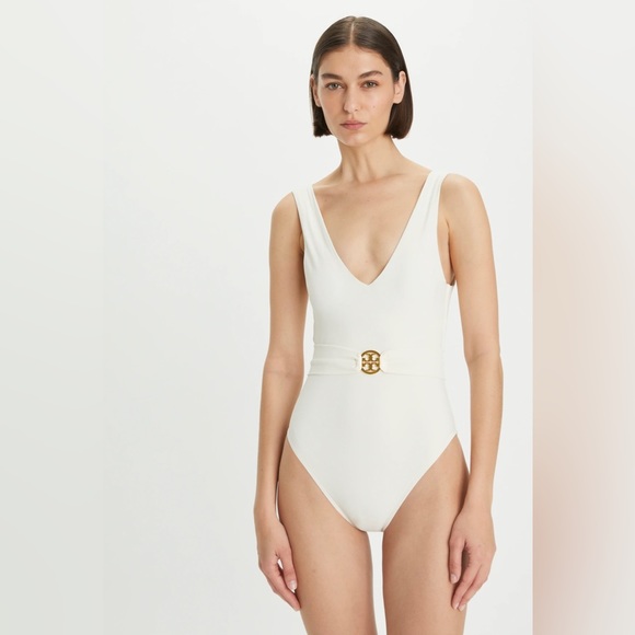 Tory Burch Other - Tory Burch Miller Plunge One-Piece Swimsuit Ivory in Size S